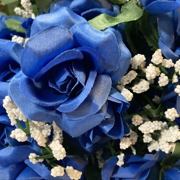 Artificial Flowers Blue 2 Bunches 16" by 10" - Picture 2 of 15